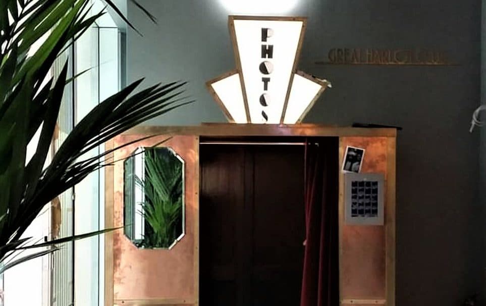 Custom built photo booth showcasing unique design